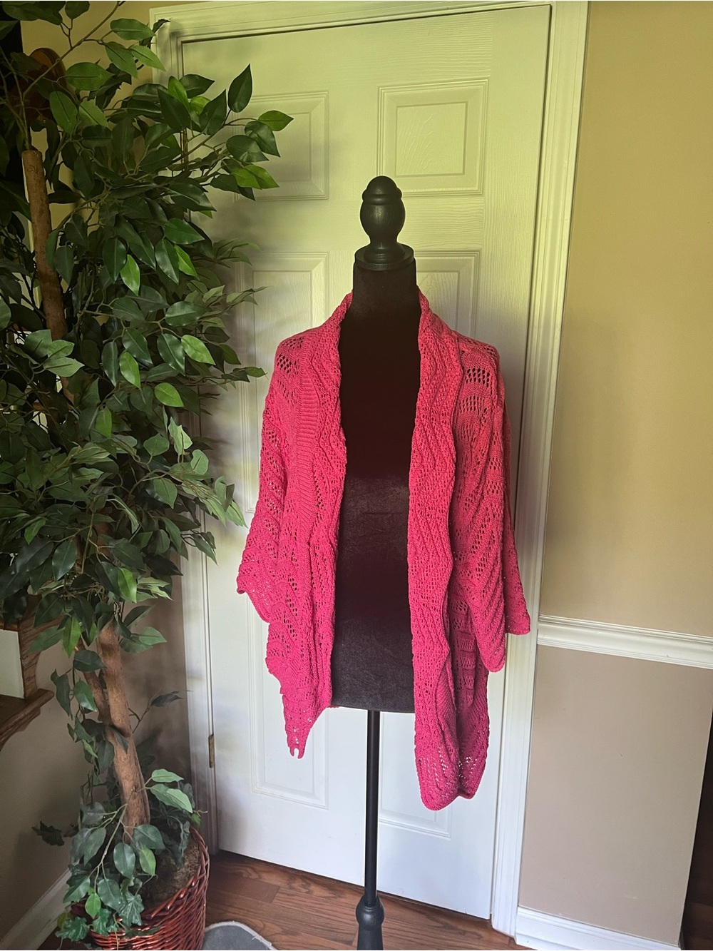 Lauren Michelle Pink Open-Front Knit Cardigan
